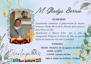 Condolencias Madres Escolapias Agosto 2023